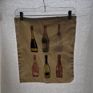 Champagne Bottle Print Kitchen canvas carry bag in Tan